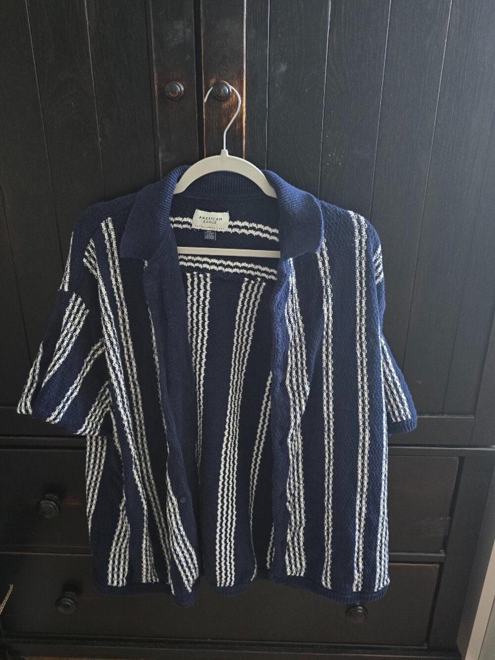 AE Weekend Striped Button-Up Sweater Polo Shirt XXXL